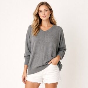 Dreamers V‎ Neck Pullover Sweater Womens Size M/L Oversized Soft Lounge Fall